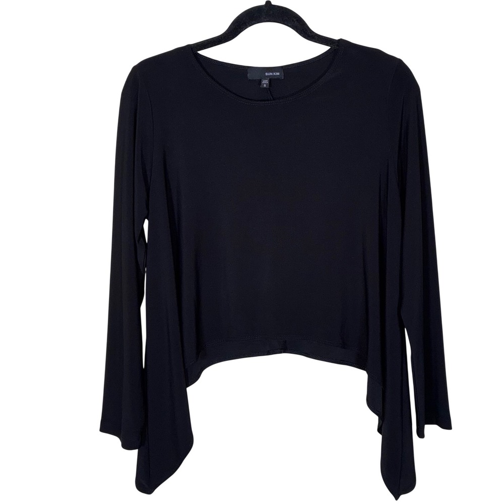 Sun Kim Black Asymmetrical Drape Top Small Lagenlook Avant Garde Whimsigoth